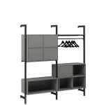 INDUSTRIALNA MODUŁOWA GARDEROBA 210 CM NA CZARNEJ RAMIE Z MIEJSCEM NA WIESZAKI