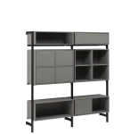 INDUSTRIALNA MODUŁOWA GARDEROBA 210 CM NA CZARNEJ RAMIE Z SZAFKAMI