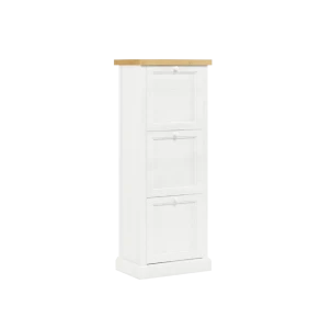 KLASYCZNA BIAŁA SZAFKA PIONOWA ZAMKNIĘTA, LITE DREWNO + MDF LAKIEROWANY MAT 