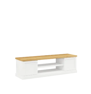 KLASYCZNA BIAŁA SZAFKA RTV 160CM, LITE DREWNO + MDF LAKIEROWANY MAT
