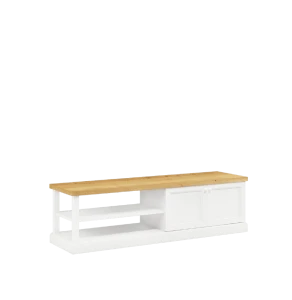 KLASYCZNA BIAŁA SZAFKA RTV 160CM, LITE DREWNO + MDF LAKIEROWANY MAT