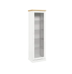 KLASYCZNY BIAŁY REGAŁ 200 CM, PRZESZKLONE DRZWI, LITE DREWNO + MDF LAKIEROWANY MAT