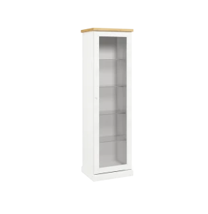 KLASYCZNY BIAŁY REGAŁ 200 CM, PRZESZKLONE DRZWI, LITE DREWNO + MDF LAKIEROWANY MAT