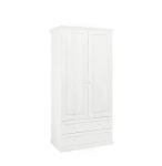 KLASYCZNA BIAŁA SZAFA DWUDRZWIOWA 210CM, Z SZUFLADAMI, MDF LAKIEROWANY MAT