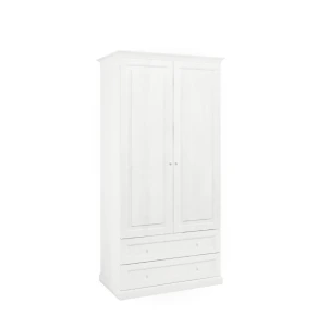 KLASYCZNA BIAŁA SZAFA DWUDRZWIOWA 210CM, Z SZUFLADAMI, MDF LAKIEROWANY MAT
