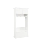 KLASYCZNA BIAŁA SZAFA-GARDEROBA 210CM, DO PRZEDPOKOJU Z SIEDZISKIEM, MDF LAKIEROWANY MAT