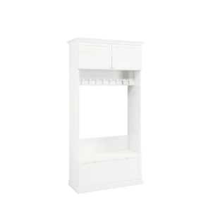 KLASYCZNA BIAŁA SZAFA-GARDEROBA 210CM, DO PRZEDPOKOJU Z SIEDZISKIEM, MDF LAKIEROWANY MAT