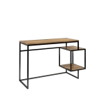 DESIGNERSKIE LOFTOWE BIURKO 130CM, BLAT I PÓŁKI W KOLORZE NATURALNEGO DĘBU NA CZARNEJ RAMIE