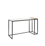 DESIGNERSKIE LOFTOWE BIURKO 130CM, BLAT  W KOLORZE BIAŁYM I  NATURALNEGO DĘBU NA CZARNEJ RAMIE