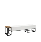 STABILNA LOFTOWA SZAFKA RTV  180 CM  CZARNA STAL + KOLOR NATURALNY DĄB + BIAŁE FRONTY